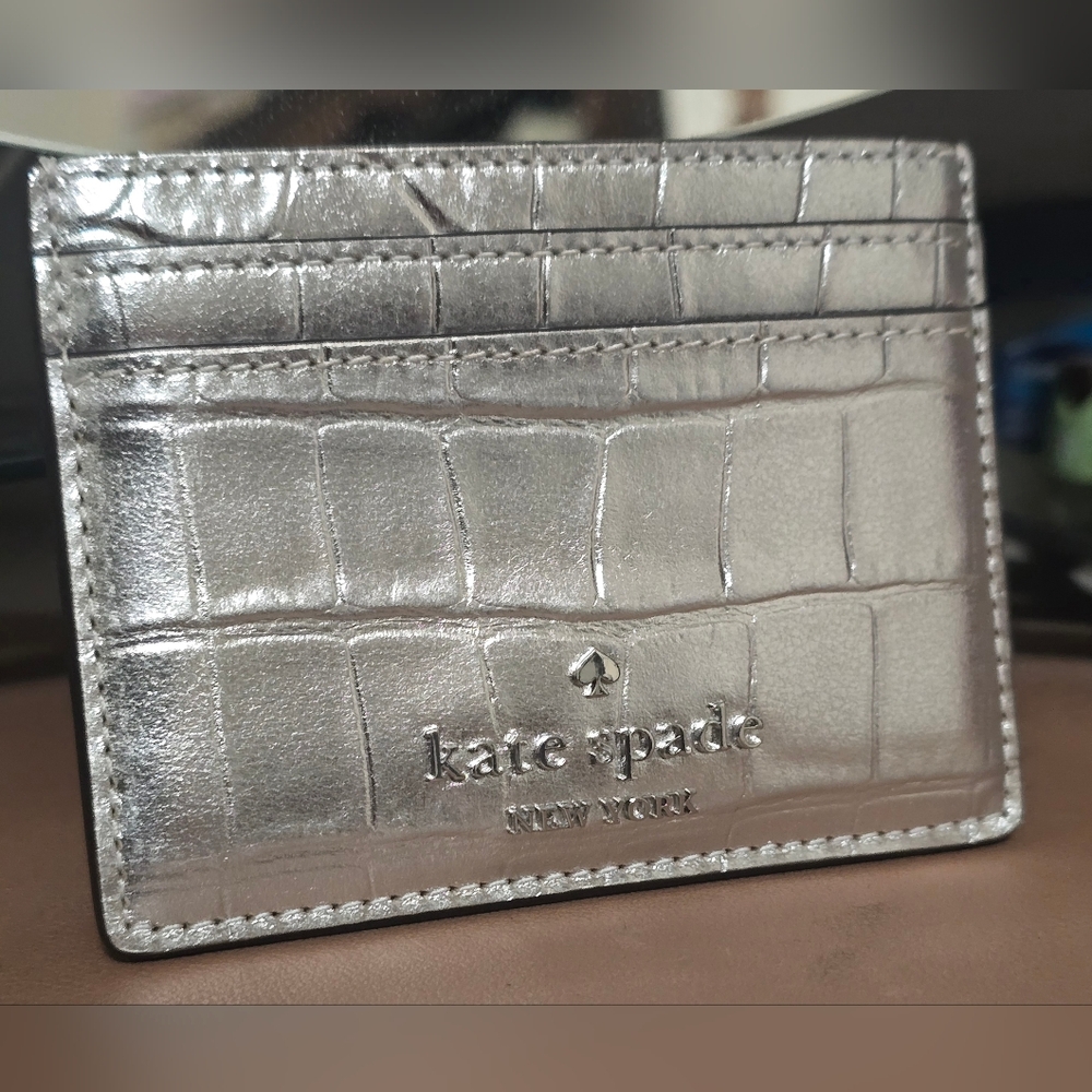 Kate Spade Madison Croc Embossed Small Slim Card Holder